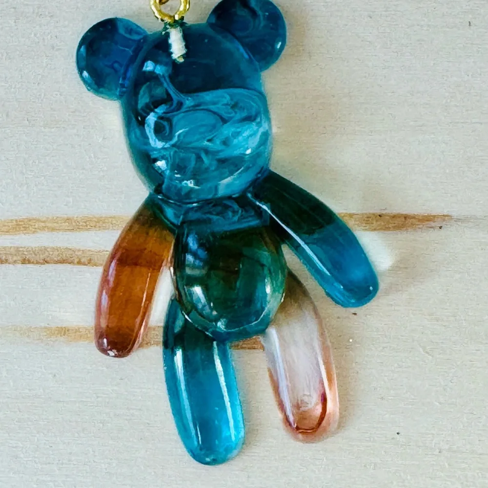 Blue and Brown Teddy Bear Pendant 2”